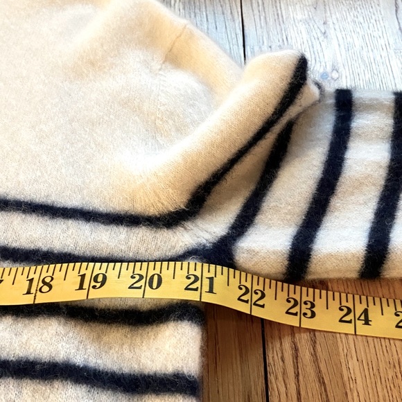Rachel Zoe 100% Cashmere White and Navy Striped Sweater XL - Picture 13 of 14